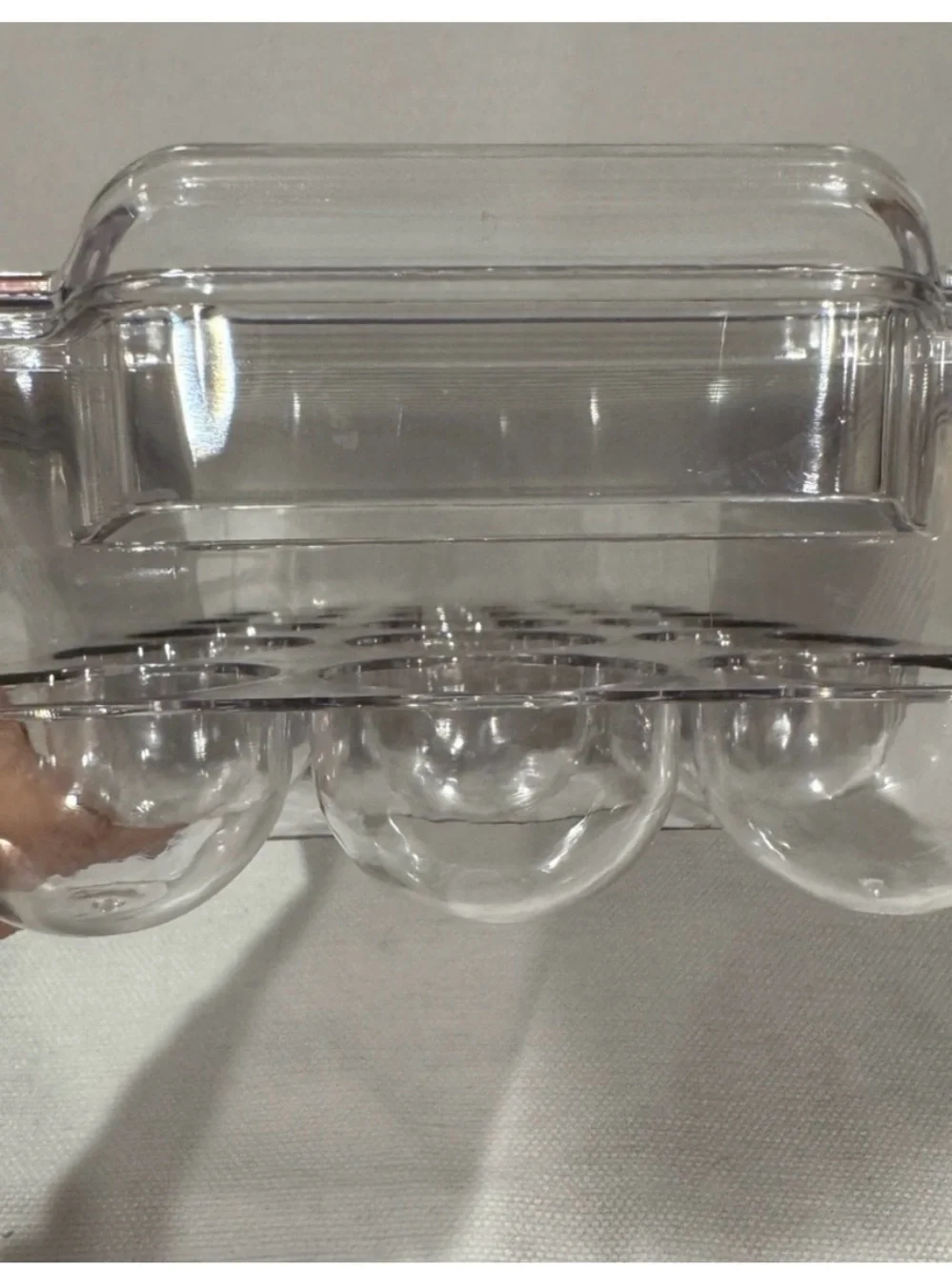 2 Clear Fridge Bin Egg Organizer - Clear (Holds 21 Eggs) - (1 used & 1 new)